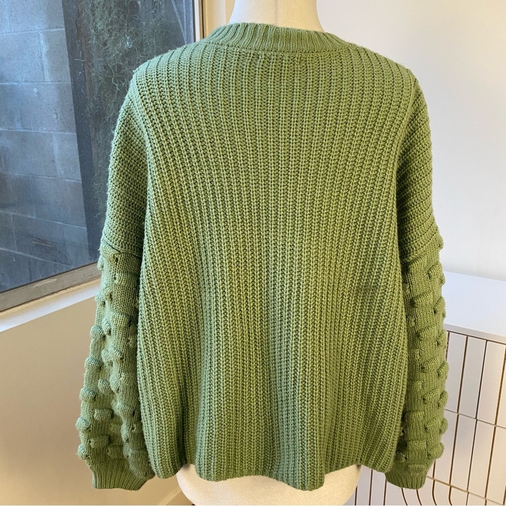 &merci Green Bobble Sleeve Chunky Knit Sweater, Size S - Picture 5 of 6